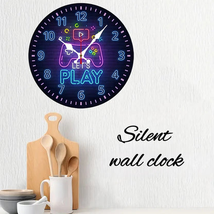 Gaming Console Wooden Silent Wall Clock