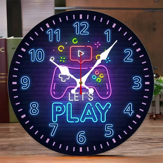 Gaming Console Wooden Silent Wall Clock